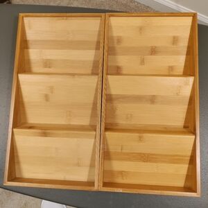 Bamboo Spice rack In-Drawer Kitchen Cabinet 3 Tier Inserts Pair